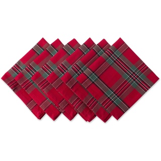 DII Farmhouse Christmas Plaid Esstisch & Küchendekoration, Baumwolle, rot/grün, 20" x 20" (Set of 6), 6