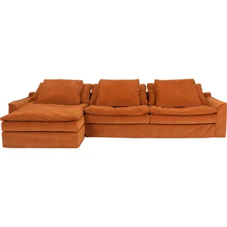 Furninova Big-Sofa »Sake, Kuschel-Megasofa, Relaxsofa, leger und sehr bequem, viel Platz«, mit 6 Rückenkissen, abnehmbarer Hussenbezug, L-Form orange