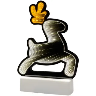 Brandsseller Weihnachtsbeleuchtung mit Infinity-Effekt 16,5x5,5x23,5 cm - LED Dekofigur Tischleuchte, Timer 6/18h, 1m USB-Kabel oder Batterien, moderne Weihnachtsdeko für Innen - Rentier