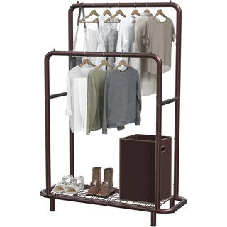 Simple Houseware Doppelstangen-Kleiderständer mit unteren Ablagen, Bronze