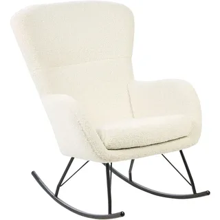 Beliani Schaukelsessel Bouclé Cremeweiß /Schwarz Anaset , Textil , 74x99x99 cm , Wohnzimmer, Sessel, Schaukelstühle