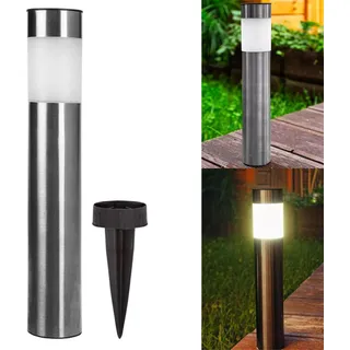 NEO TOOLS Solarlamp für Außen - Solar LED Garten Lichter - Wegeleuchte - aus Edelstahl - Dämmerungssensor - IP44 wasserdicht - Outdoor Pollerleuchte