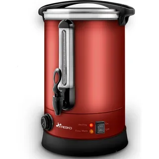 TRESKO® Glühweinkocher Rot 20L / 2500W Einkochautomat aus Edelstahl Glühweinkessel Glühweinautomat Heißgetränkeautomat Heißwasserspender - Rot