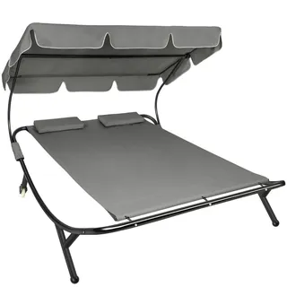 tectake Gartenliege Livorno, 215 x 183 x 150 cm, schwarz/grau , Schwarz, Grau , Kunststoff , 185x175x195 cm , Gartenmöbel, Gartenliegen