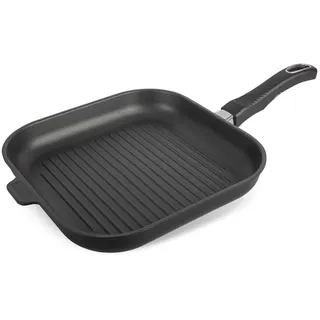 Original Gundel GUSS-QUADRAT-GRILLPFANNE flach, 28 x 28 cm, Höhe 4 cm, BIOTAN-Oberfläche - abnehmbarer Designer-Stiel
