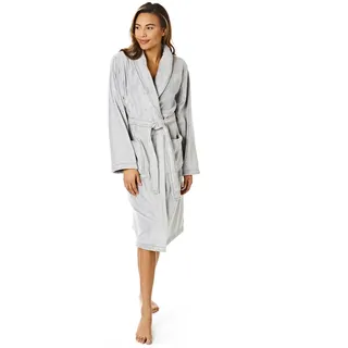 Light & Shade Pretty Woman PWB7940 Damen Koralle Supersoft Fleece Morgenmantel Bademantel, Grau, L/XL