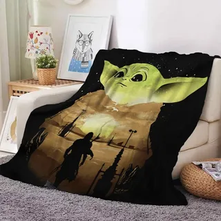 Mandalorian Yoda Flannel Fleece Blanket Grogu Kuiil Karga Decke Sommer Sofa Quilt - Grogu 14 - 150x200cm