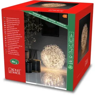 Konstsmide LED Drahtball, 80 warm weiße Dioden, 4,5V, Innen, transparentes Kabel - 3514-303