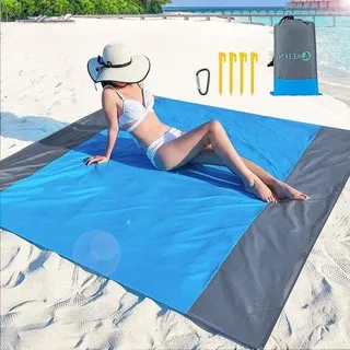 Extra große Stranddecke 79 Zoll x 83 Zoll - Sandabweisende Picknickdecke für 4-7 Erwachsene - Tragbare Outdoor-Decke für Camping und Wandern