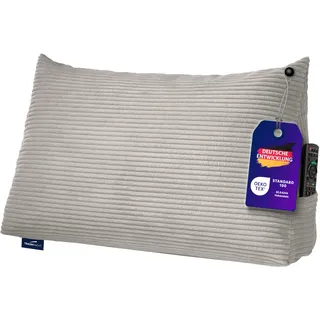 Traumnacht Cozy Rückenkissen, Lesekissen, 70x40cm hellgrau, abnehmbarer,waschbarer Bezug aus gemütlichem Kord, praktisches Seitenfach, Öko-Tex zertifiziert, produziert nach deutschem Qualitätsstandard