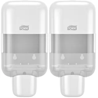 Tork Mini Spender für Seifen und Händedesinfektionsmittel Weiß S5, geeignet für Schaumseife, Flüssigseife, Gel und Lotion, Elevation Design, 565200 (Packung mit 2)