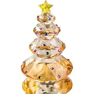 HDCRYSTALGIFTS Kristall-Weihnachtsbaum-Figur Glas Briefbeschwerer Tischornament Weihnachtsfeiertag Kreatives Geschenk (Champagner)