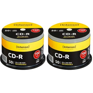 Intenso CD-R Rohlinge (52x Speed, 80 Min, 700MB, 50er Spindel) (Packung mit 2)