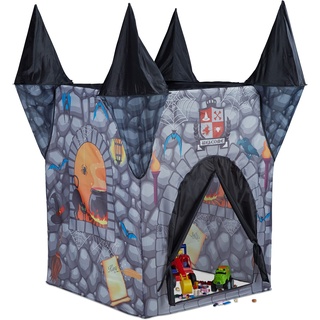 Relaxdays 10022463 Spielzelt Kinder Spukschloss, Kinderzelt für Mädchen und Jungen, ab 3 Jahren, HxBxT: 132 x 110 x 110 cm, grau