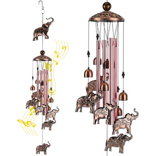 Grednfhat Elefanten-Windspiel für den Außenbereich, Elefanten-Geschenk, einzigartige Windspiele, Gartendekoration, Outdoor, Kupfer-Windspiel, Weihnachten, Geburtstag, Mutter, Oma (Elefant)