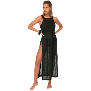 Trendyol Damen Tiefschneidendstrick-strandkleid Dress, Schwarz, L EU