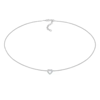 Choker ELLI "Halskette Choker Herz 925 Silber, mit Kristallen von Swarovski(R)" Gr. 36, silber, Halsketten, Damen, ohne Stein, Silber 925 (Sterlingsilber), Choker
