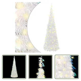 The Living Store Pop-Up-Weihnachtsbaum Künstlich 50 LEDs Weiß 120 cm - Weiß