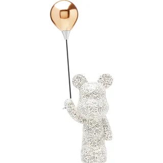 Kare Deko Figur Balloon Bear, Weiß, XL, Deko Objekt, Wohnaccessoires, Bär mit Ballon, Tiermotiv, Handgearbeitet, 54x17x11 cm (H/B/T)