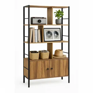 Relaxdays Bücherregal 154,5 x 74 x 30 cm Natur/schwarz