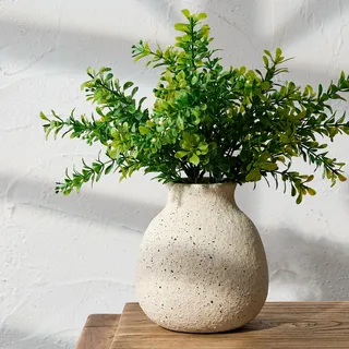 PORCER Rustikale Keramik-Blumenvase, 15,5 cm, niedlicher Boho-Stil, für Heimdekoration, Bauernhaus, Terrakotta-Vase für Wohnzimmer, Tisch, Regal, Kamindekoration, Bauernhaus, Weiß