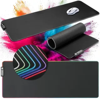 Xantron® Großes Gaming Mauspad RGB 800x300 XXL mit perfektem Glide [rutschfest, Wasserabweisend] Mousepad LED/Mauspad Schwarz/Schreibtischunterlage Gaming/Beleuchtetes Mauspad