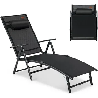 Costway Sonnenliege Klappliege 150 x 61 x 73 cm Schwarz