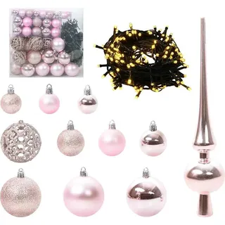 Weihnachtskugel-Set mit 300 LEDs 120 pcs Rosa Kunststoff - Rosa