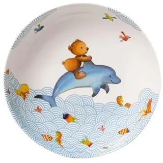 Villeroy & Boch - Happy as a Bear Kinderteller tief, 19 cm, Premium Porzellan, Weiß/Bunt