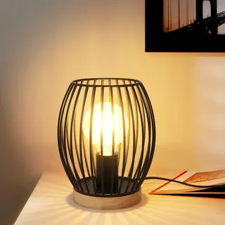 Riserva Tischlampe Modern, E27 Tischleuchte Industrial Schwarz, Nachttischlampe aus Metall, Nachttisch, Arbeitszimmer, Cafe, Hotel, Inkl. Schalter