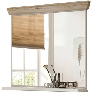 Furn.Design Badspiegel Pinie weiß, Oslo Pinie Landhaus, Badspiegel mit Ablage, 80 x 72 cm , Holzwerkstoff , Uni , 80x72x15 cm , FSC 100% , Spiegel, Wandspiegel