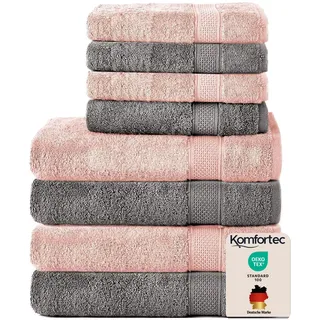 Komfortec Handtuchset 8-tlg. anthrazit grau/rosé