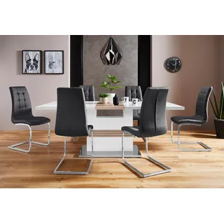 INOSIGN Essgruppe »Perez/Lila«, (Set, 5 tlg.), mit 4 Stühlen, Tisch ausziehbar, Breite 160-200 cm weiß