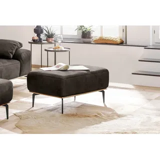 W.Schillig Polsterhocker »run« mit Holzsockel, Füße in Schwarz pulverbeschichtet, Breite 75 cm, grau