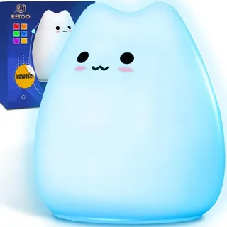 Nachtlicht Silikon LED Touch Nachttischlampe Kinder Baby Nachtlampe Schlaflicht Dimmbar Licht Lampe USB Kinderzimmer Schlafzimmer Geschenk Retoo - Weiß
