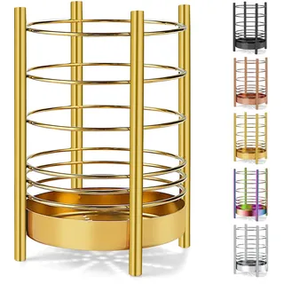 HOMQUEN Gold-Küchenutensilienhalter für Küchentheke, Edelstahl-Utensiliengefäße, Titanbeschichtung, Kochutensilien-Halter, Einfache Reinigung (Gold/7,4''x5,2'')