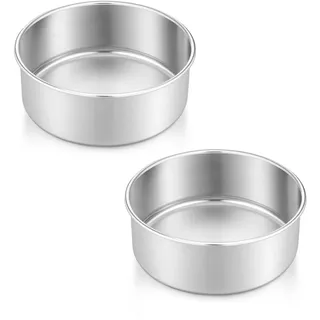 Joyfair Backform 2er Set, Edelstahl Rund Kuchenform Backformen, Kuchenbackform für Geburtstag/Hochzeit/Weihnachten Schichttorten, Gesund & Ungiftig, Leicht zu Reinigen & Spülmaschinenfest - 14cm