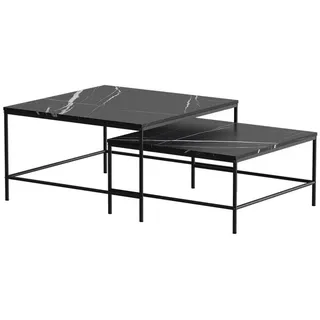 Vicco Couchtisch-Set Ramio Schwarz 80 x 80 cm 2 Teile , Schwarz Hochglanz , Holzwerkstoff , Quadratisch , 80x45x80 cm , Wohnzimmer, Wohnzimmertische, Couchtische