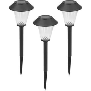 Gartenleuchte LUXFORM "Solar-Gartenlampe - St. Tropez - 3 Stück - 5 Lumen", schwarz, 3 Stk., Leuchten, Gartenleuchte, Aus Kunststoff gefertigt