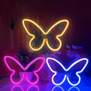 3-teiliges LED-Neonlichtschild, Schmetterlings-Neonschilder, Nachtlichter für Zuhause, für Kinderzimmer, dekorative Lampen, Wandkunst, romantisches Weihnachts- und Geburtstagsgeschenk