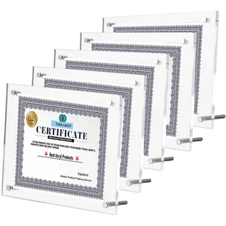 TUKA-i-AKUT 5X Acryl Bilderrahmen Rahmenlos für A3 Flyer, Doppelte Acryl Panel Kristallklar, Desktop Flyerstander Fotorahmen Display Rahmen für Familienfoto Dokumente Poster, UV-Schutz TKD9400-A3-5x
