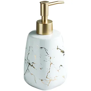 XUDREZ Keramik Seifenspender-Pumpe, 350 ml, Marmor Muster, Badezimmer, Keramik, Lotionspender, Handseifenspender, Flaschenspender für Dusche, weiß