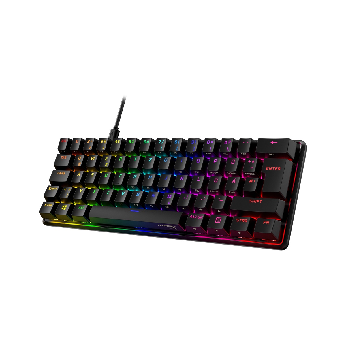 Bild von HyperX Alloy Origins 60 DE Kabelgebunden Gaming-Tastatur Deutsch, QWERTZ Schwarz Beleuchtet