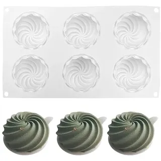 Französische Mousse-Kuchenformen aus Silikon, 3D-Backformen, DIY-Schokoladenseifen- und Kerzenform, 6 Löcher Spiralform