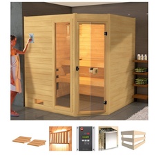 Bild Sauna »L_ars Eck 2«, 7,5 kW Ofen mit ext. Steuerung beige