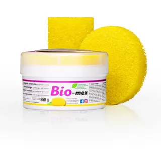 Bio-mex® Universal-Reinigungsmittel, biologisch abbaubar, 550 g, mit 2 Schwämmen – Reinigungspaste, die reinigt, entfettet und glänzt, glänzt, Anti-Kalk mit Tropf-Wirkung