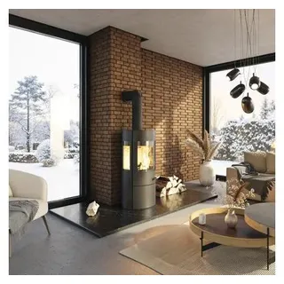 Kaminofen Haas & Sohn Vitus.l Stahl schwarz 6,4 kW mit Holzfach und Wärmeplatte