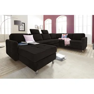 sit&more Wohnlandschaft »Pablo U-Form« wahlweise mit Bettfunktion und Bettkasten, schwarz,
