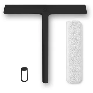 GÜTEWERK Duschabzieher, Vollsilikon-Abzieher Dusche, Schwarz, 23 cm