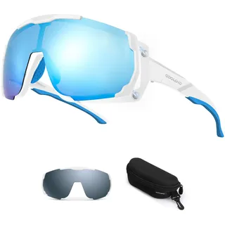 Odoland Magnetisch Polarisiert Fahrradbrille TR90 Rahmen Schnelle brille mit 2 Magnetische Wechselgläser für Herren Damen Klar Sportsonnenbrille für Outdoorsport Radfahren Golf Laufen Wandern